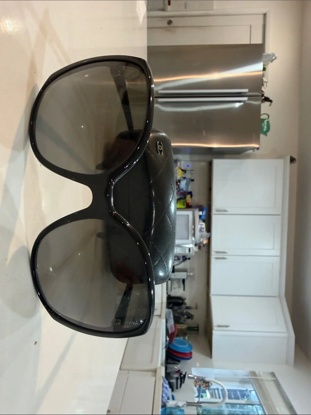 CHANEL Black Sunglasses with Dark Smoke Lenses vintage Y2K